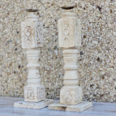 Indian Wooden Hand Carved Candle Holder Stand (Set of 2) 294